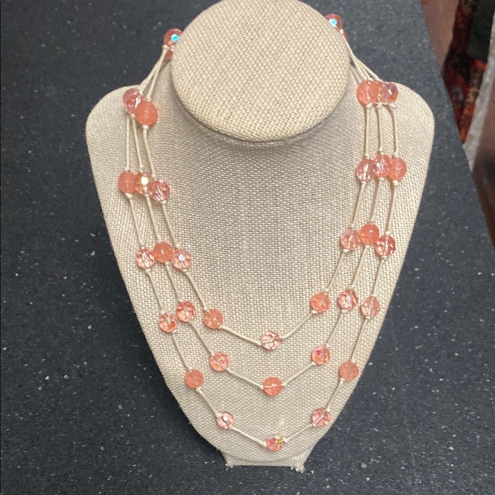 Elegant Peach Beaded Necklace
